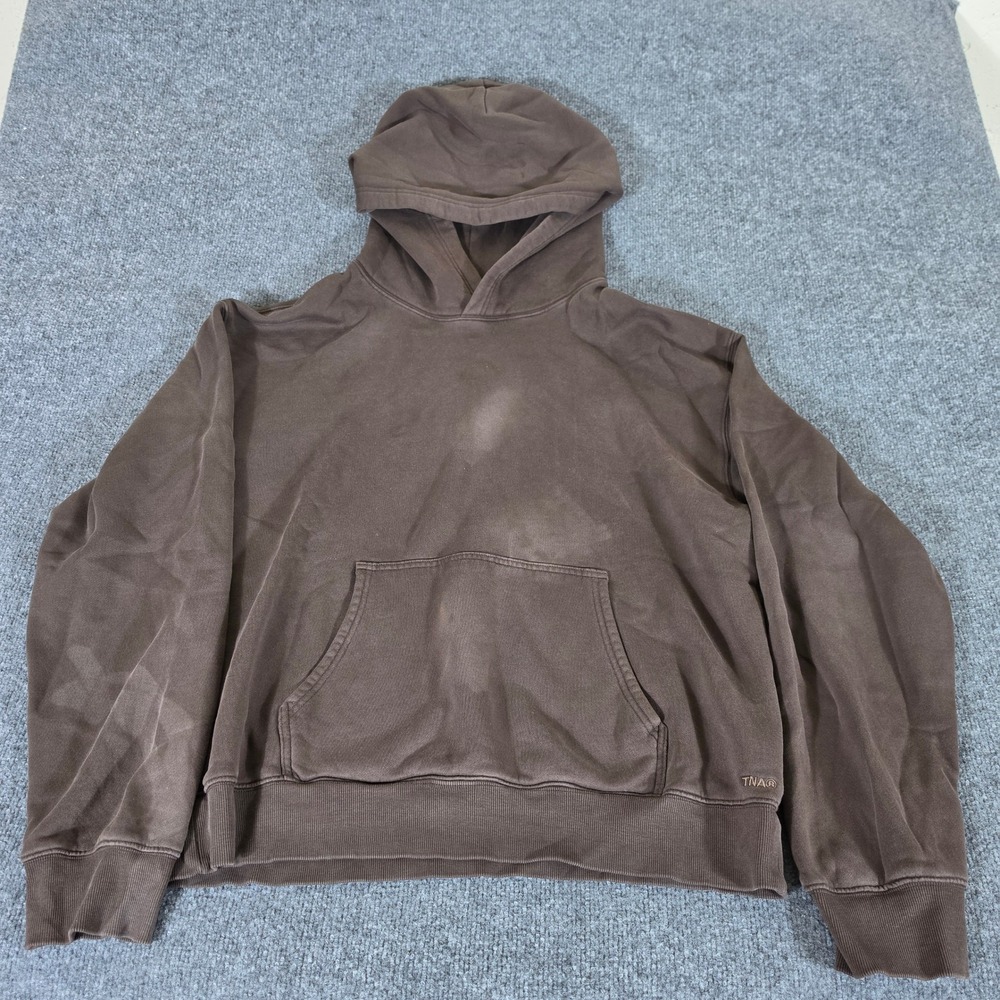 TNA Cozy Fleece Perfect Fit Hoodie Brown Size XL Pullover Sweatshirt Faded